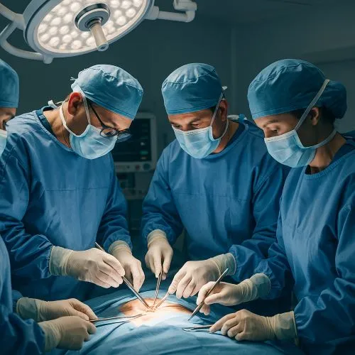 Healthcare professionals consulting with a patient